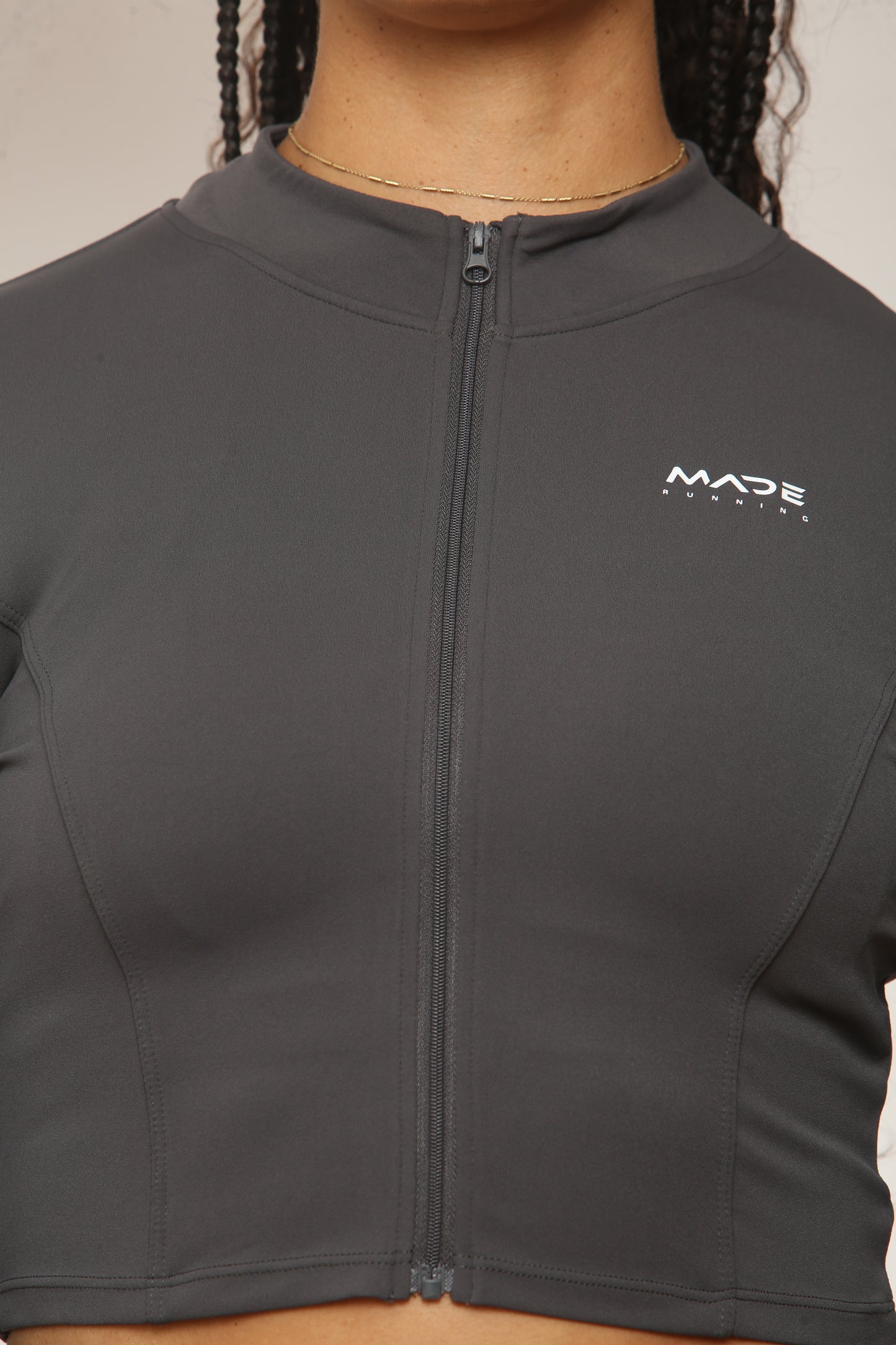 Cropped Seamless Zip Up Jacket