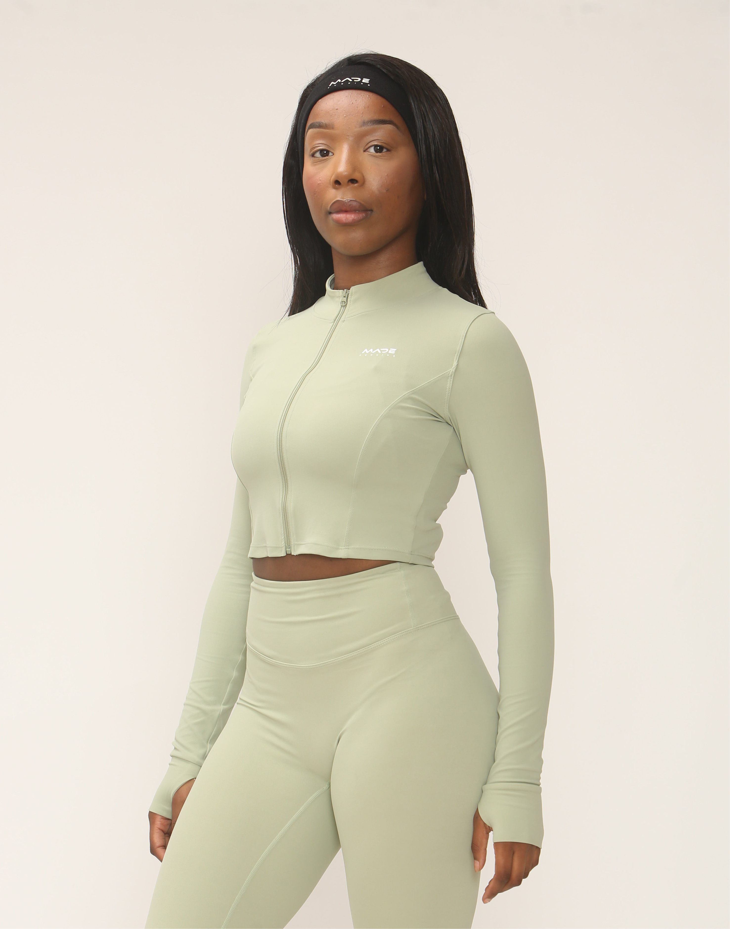 Cropped Seamless Zip Up Jacket