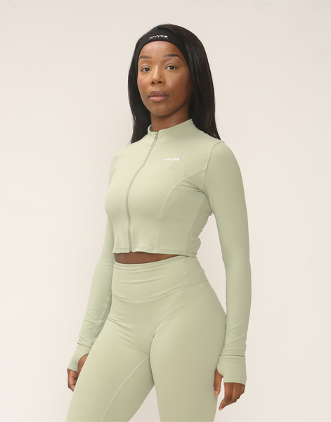 Cropped Seamless Zip Up Jacket