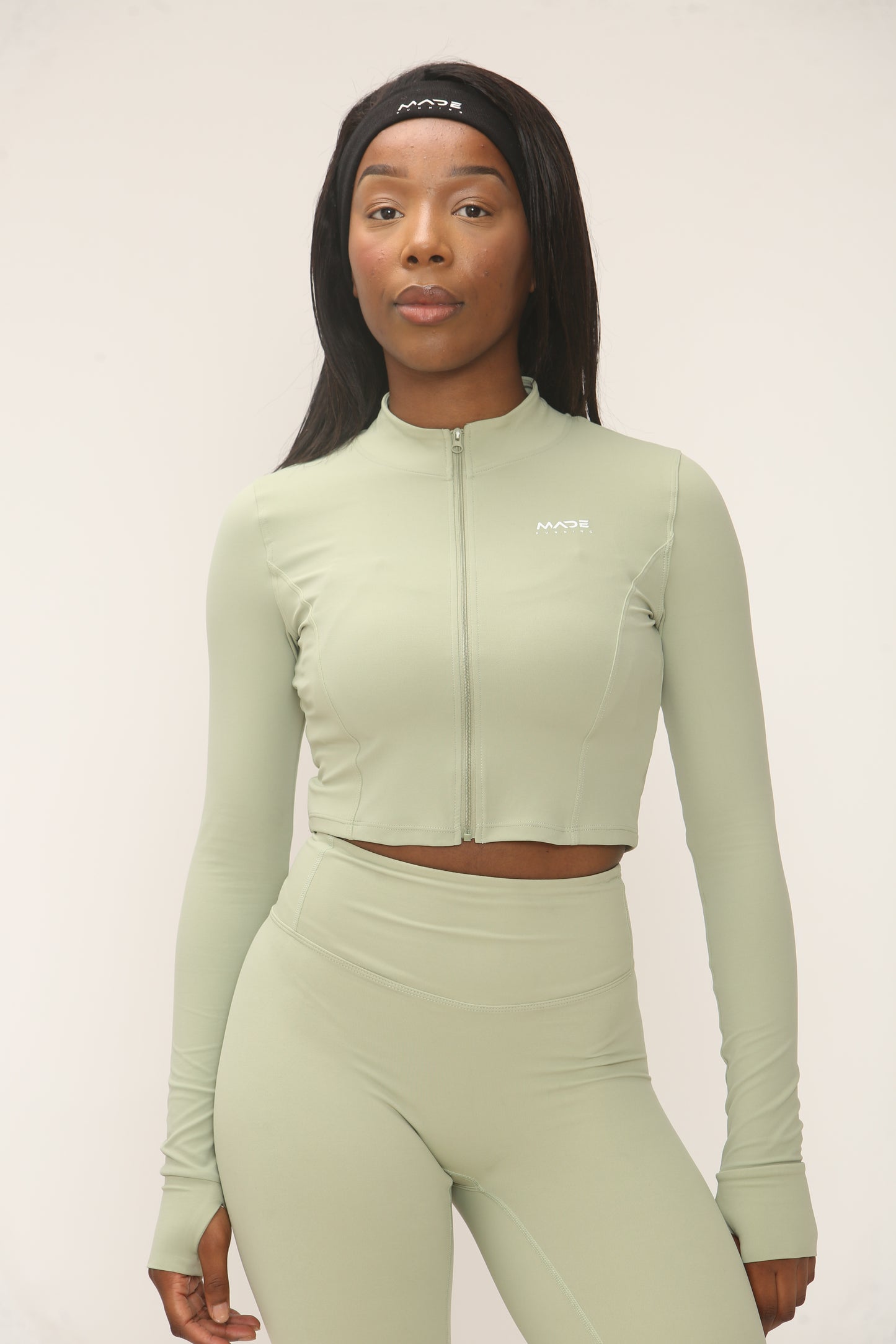Cropped Seamless Zip Up Jacket