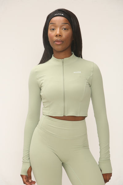 Cropped Seamless Zip Up Jacket