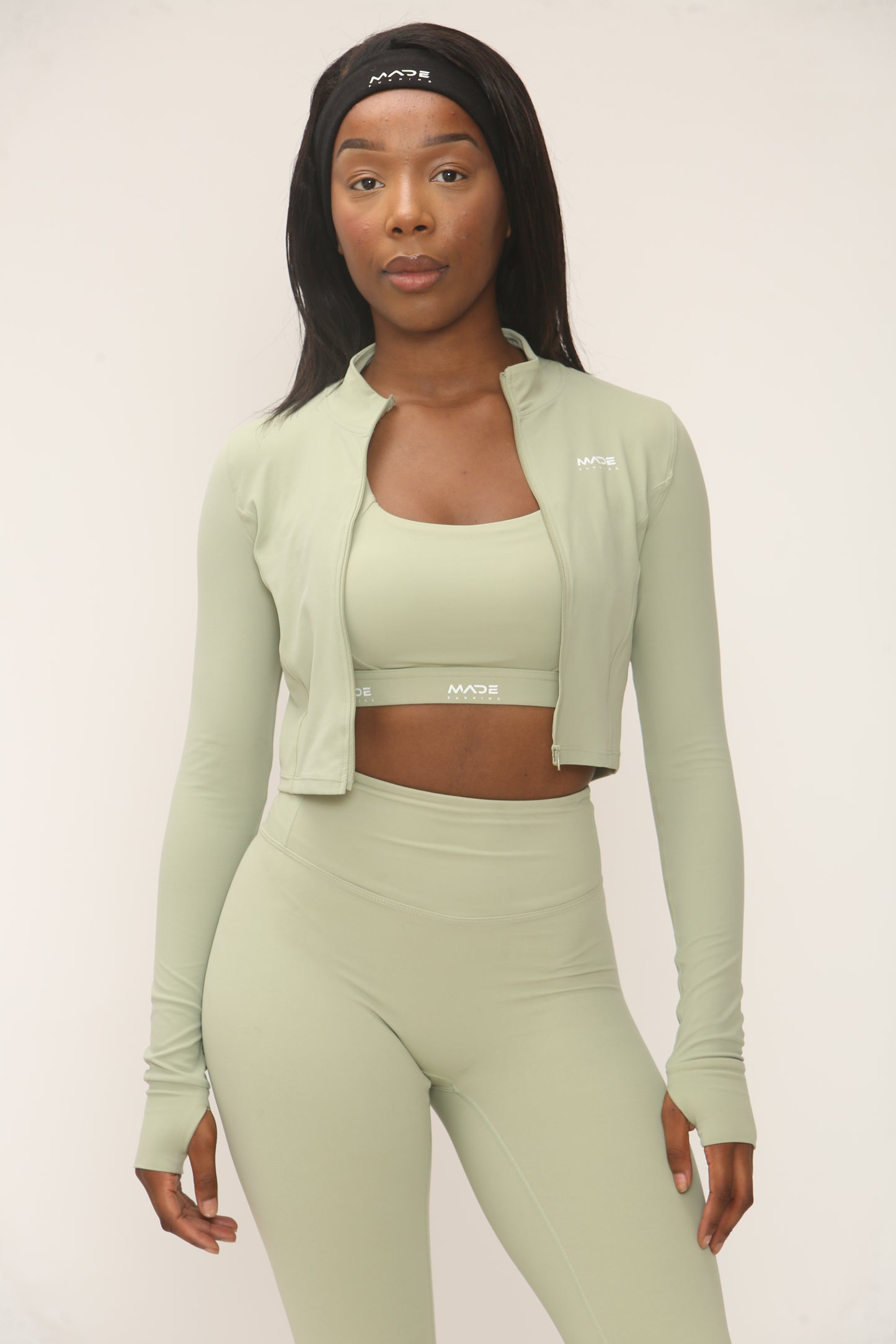 Cropped Seamless Zip Up Jacket