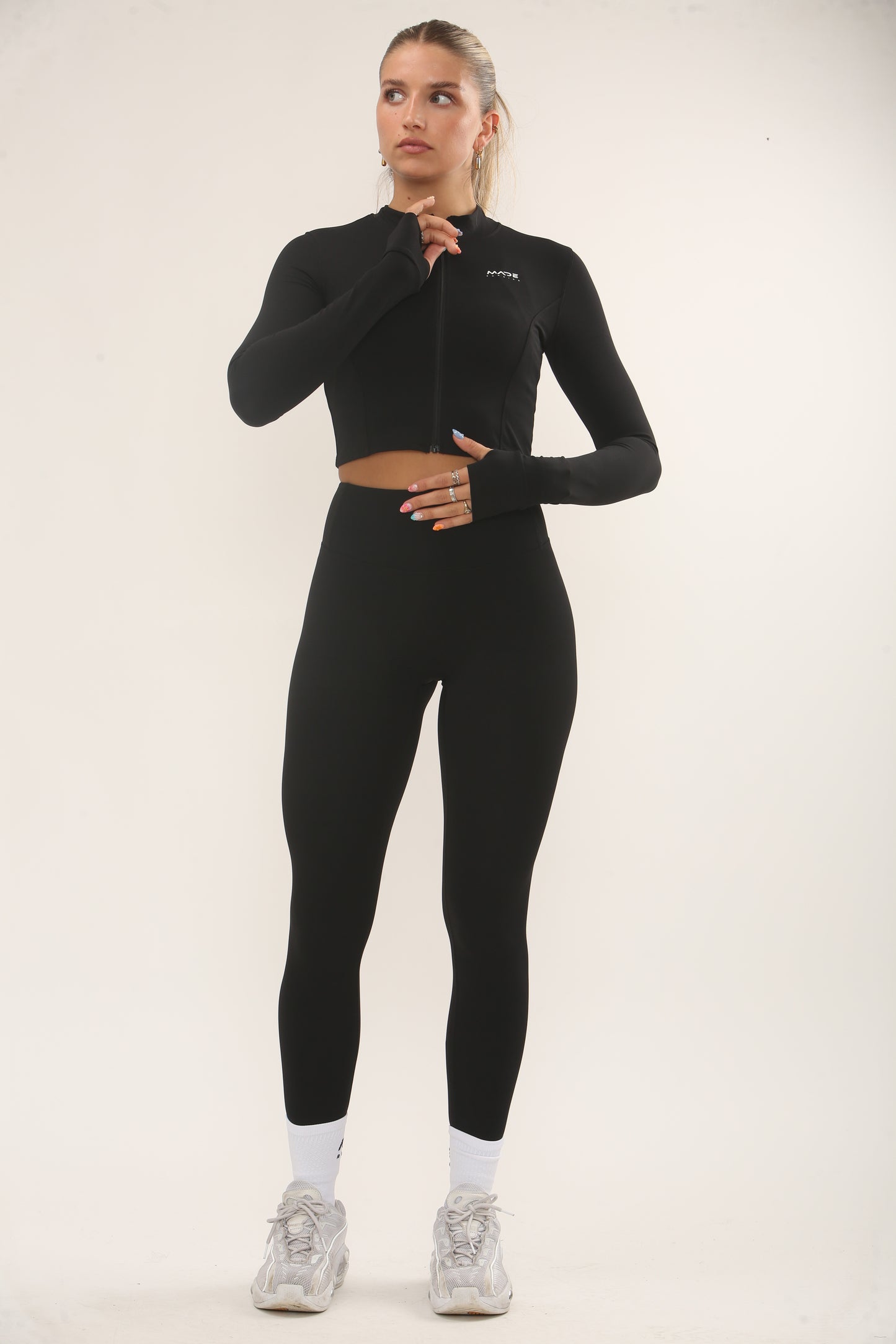 Cropped Seamless Zip Up Jacket