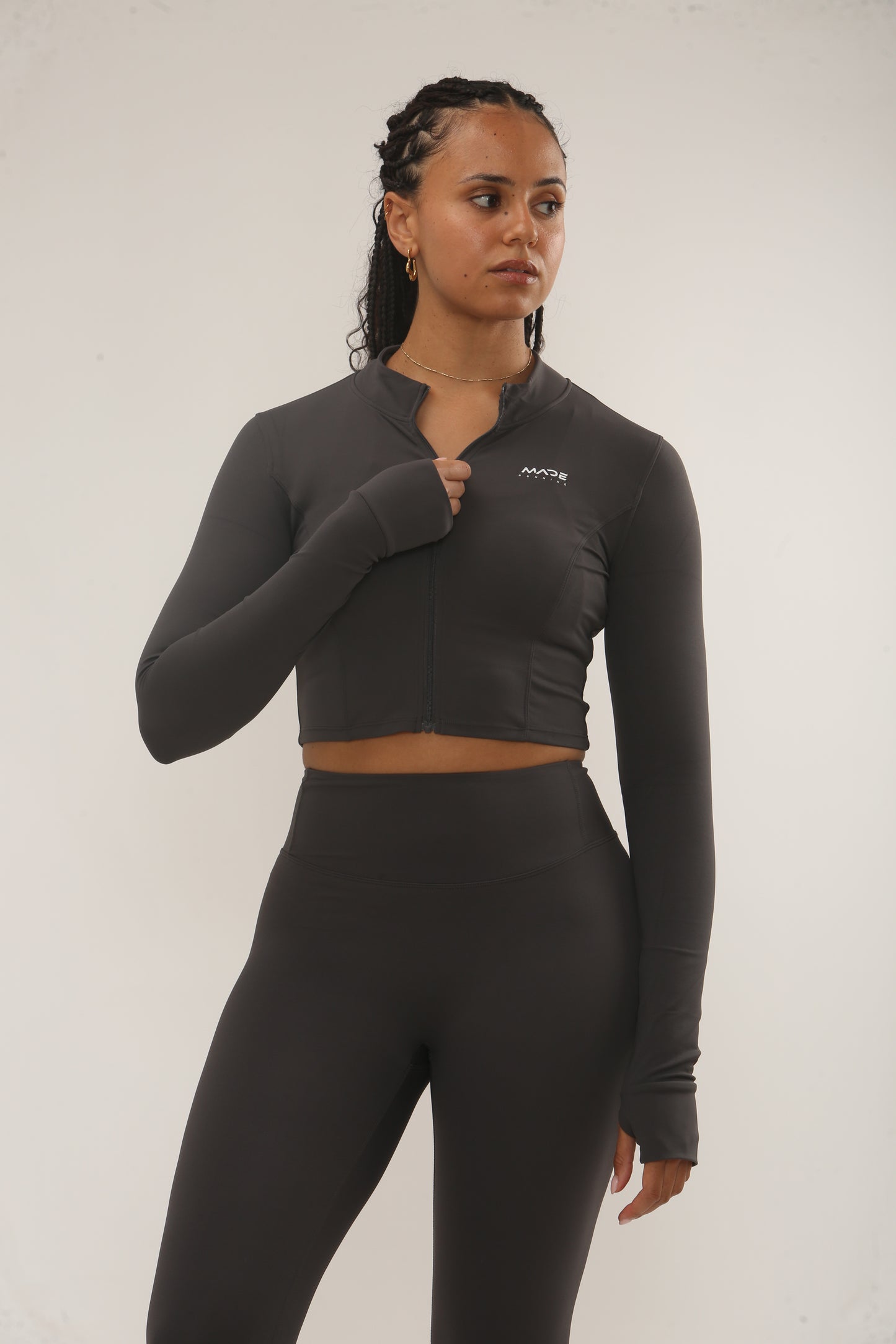 Cropped Seamless Zip Up Jacket