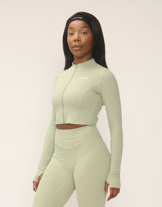 Cropped Seamless Zip Up Jacket