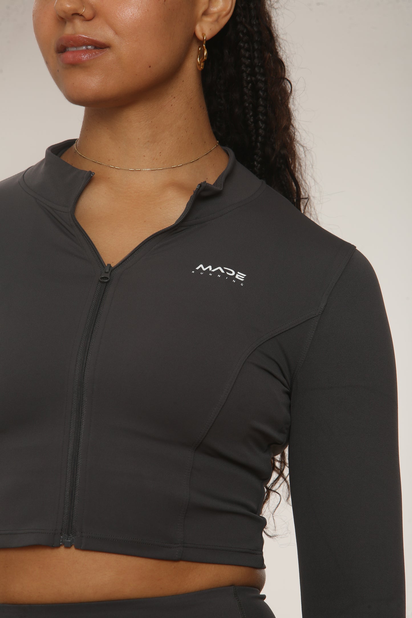 Cropped Seamless Zip Up Jacket